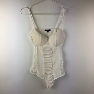 PRIVY off white mesh bodysuit size Small
